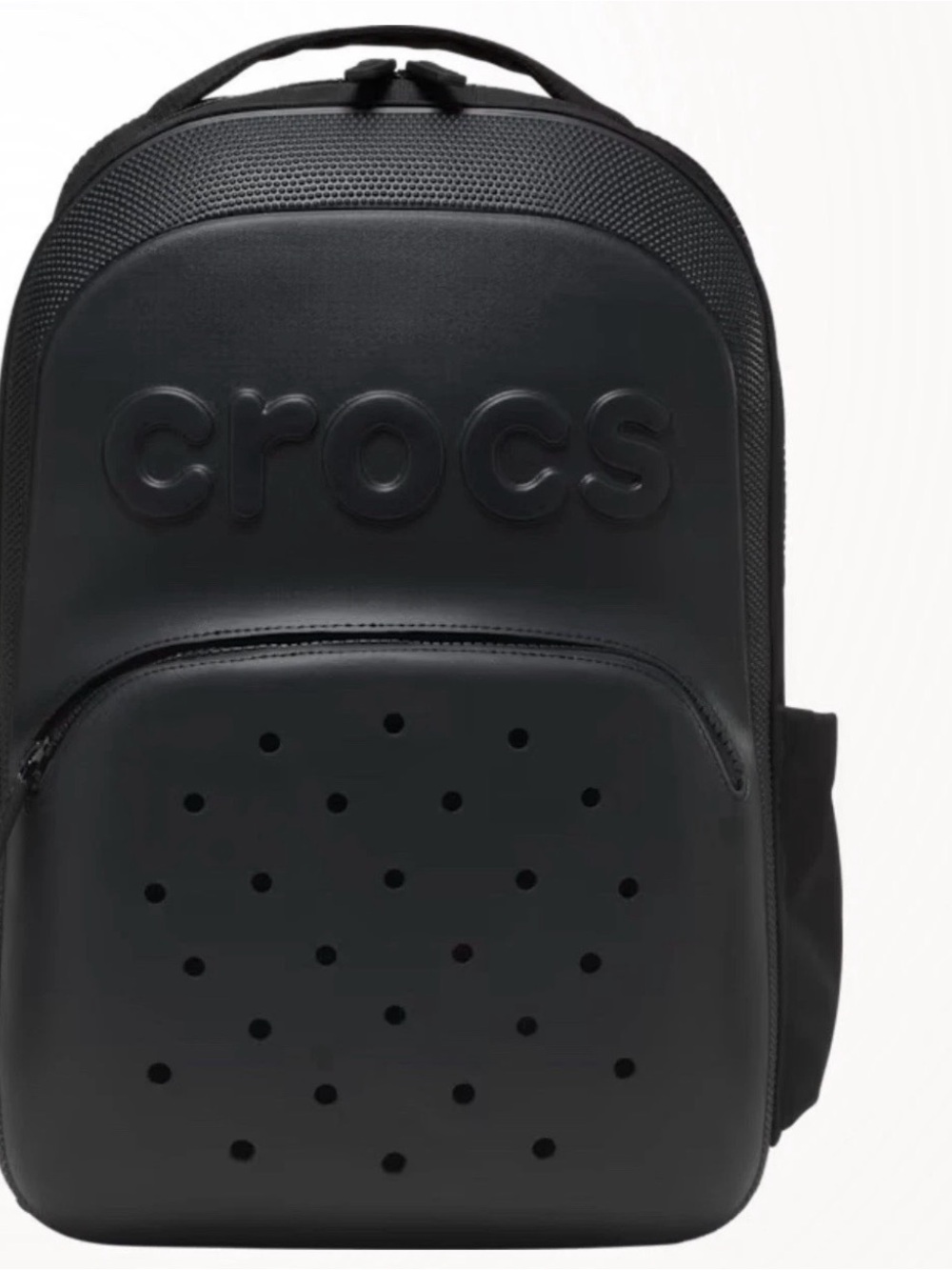 CROCS Matte Black Embossed Logo Backpack